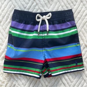 Ralph Lauren Boys 12M Multicolor Stripe Swim Trunks Pony Logo